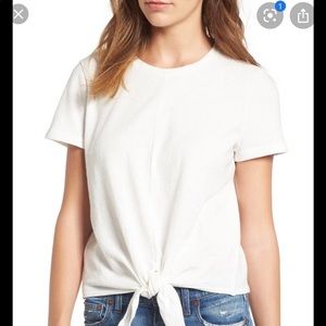 NWT Madewell cream modern tie front top medium